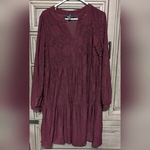Elegant Burgundy Lace Dress